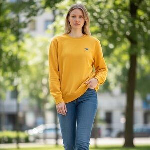 Dutch Bros Merch Mustard Yellow super soft crew neck sweatshirt Unisex Small